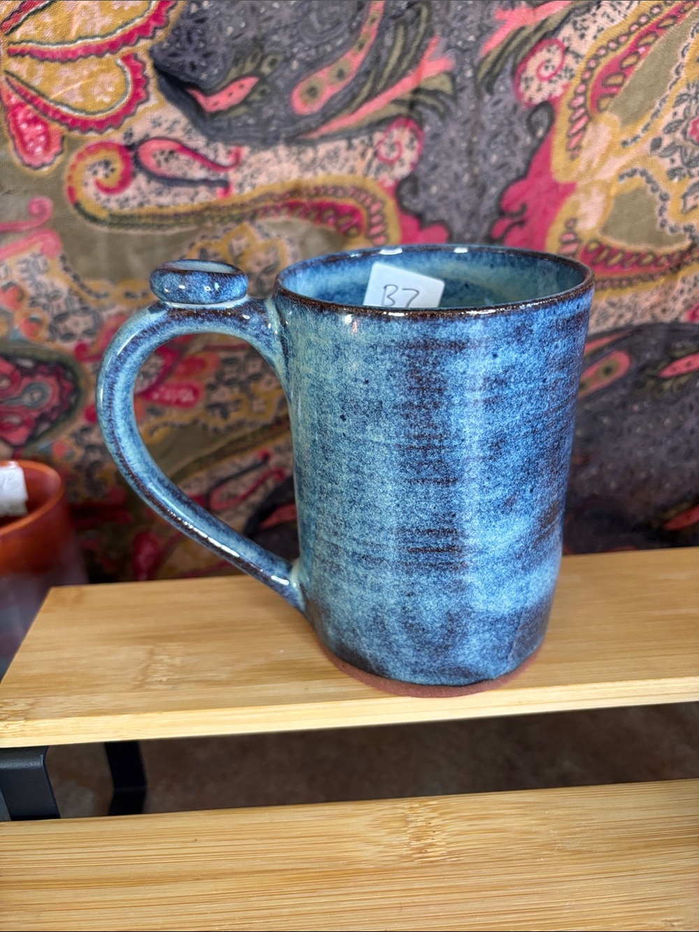 sapphire speckle mug with gem B7